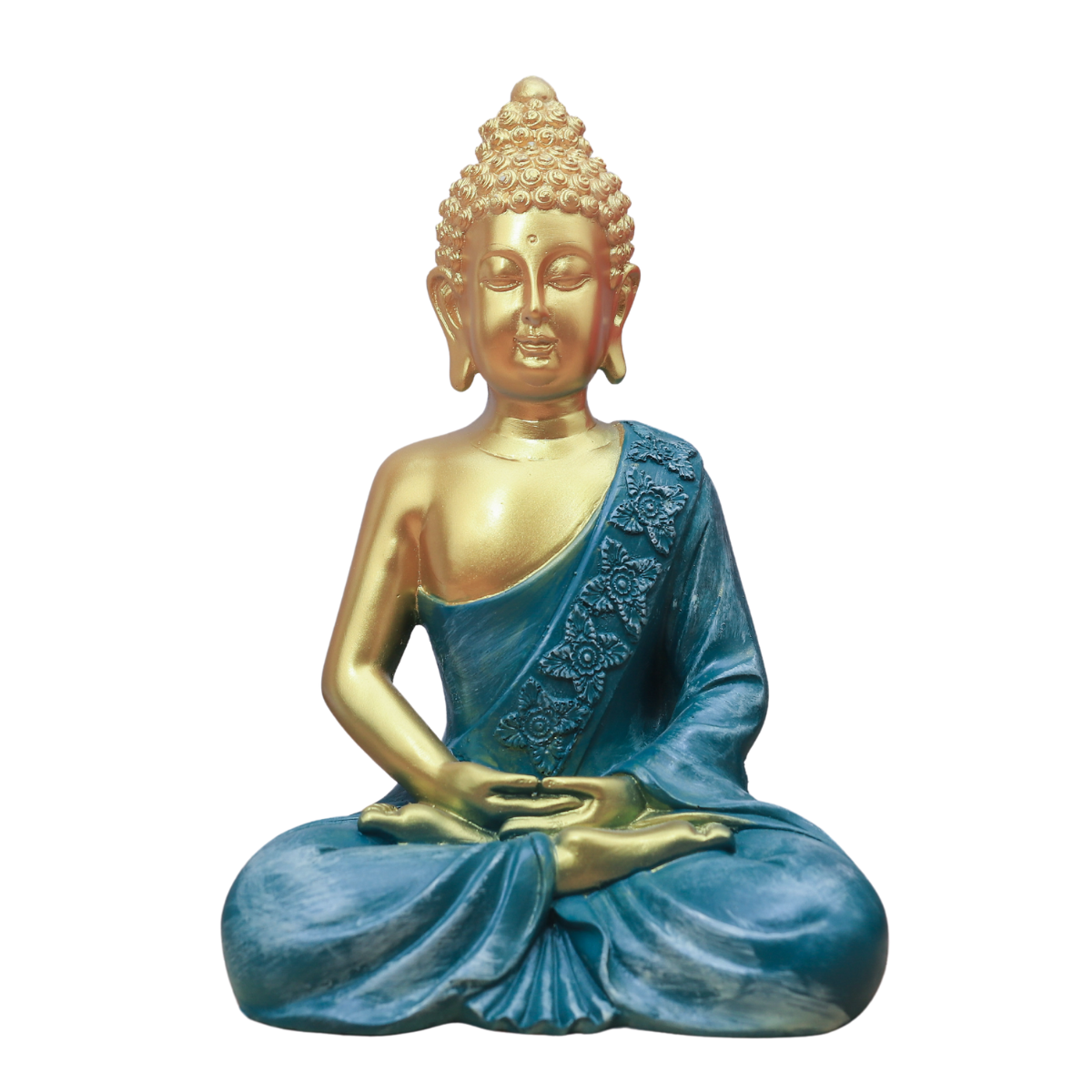 Polymarble Blue Meditation Buddha Statue