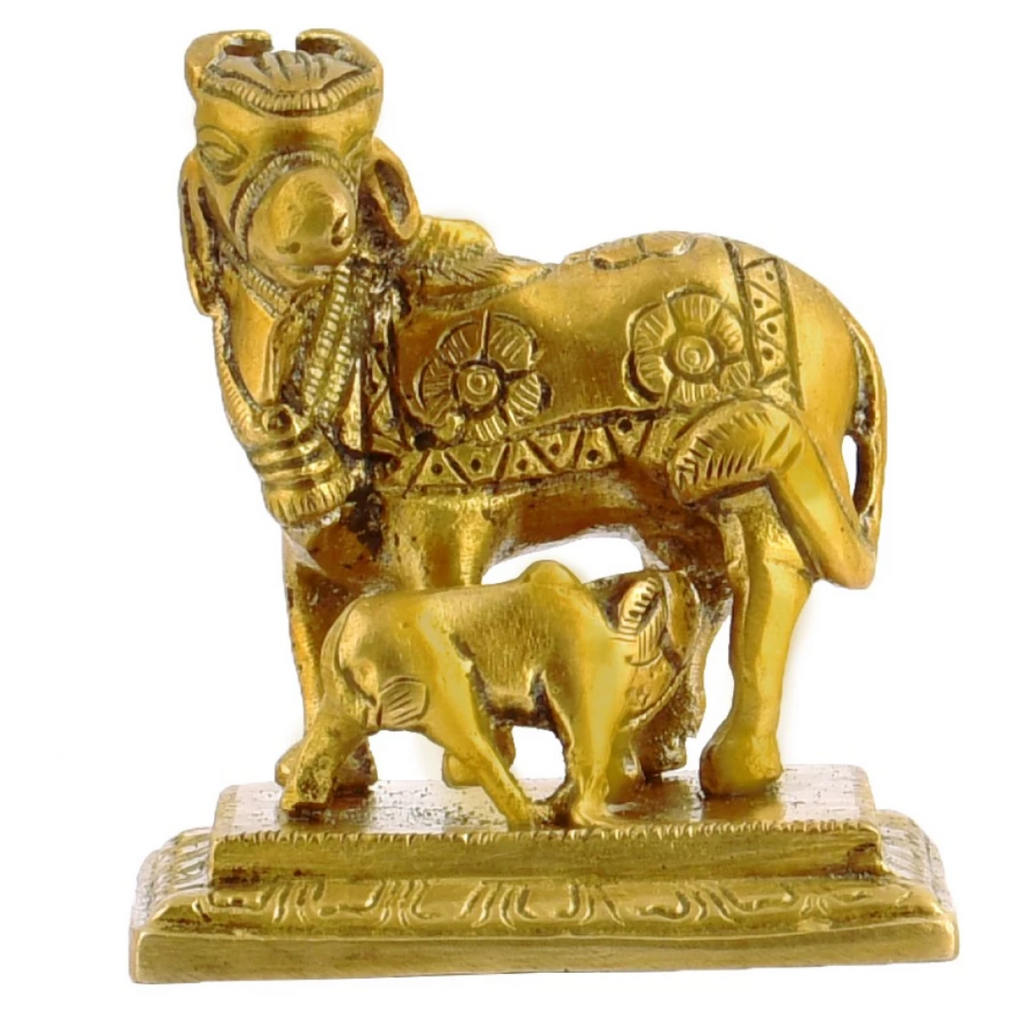 Mahishi,Kamdhenu, Kalyani,Gomata,Vasundhra,Brass Kamdhenu Cow and Calf Statue