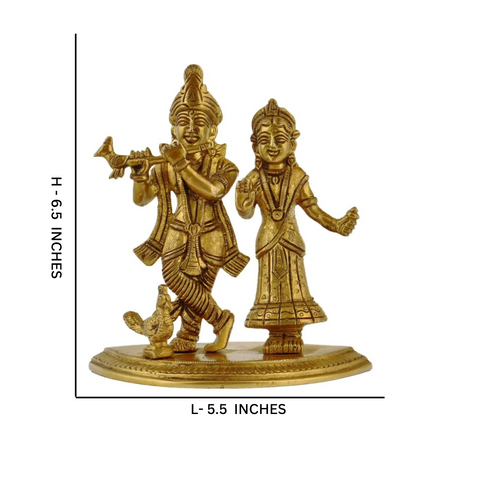 Radheshyaam,Madhavrada,Radha-Krishna,,Yamunakrrishna,Brass Radha Krishna Statue on Same Base