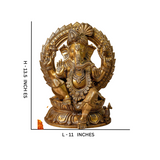 Ganesha,Ganepati,Ganasha,Ganapati,Gajanand,Gajananaa,Gajanana,Ekadanta,Brass Ganesha Sitting On Lotus Wit Pag