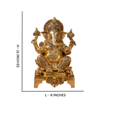 Ganesha,Ganepati,Ganasha,Ganapati,Gajanand,Gajananaa,Gajanana,Ekadanta,Brass Lord Ganesha Statue Sitting ON Chowki