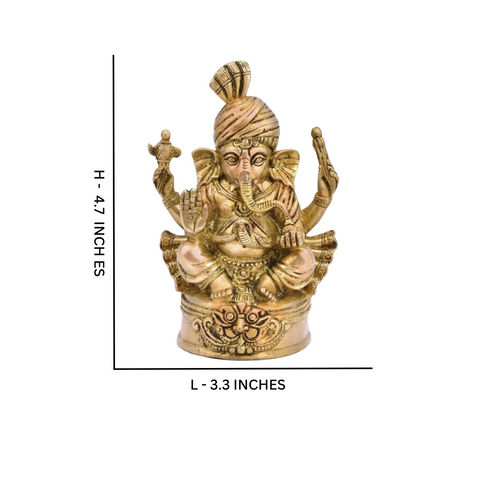 VIghnaharta,Vinayaka,Vinayak,Vigneshwara,Vighneshvara,Vakratunda,Taruna,Ganapati,Gajanand,Brass Vighnaharta Lord Ganesha With Pagdi