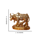 Mahishi,Kamdhenu, Kalyani,Gomata,Vasundhra,Brass Cow with Calf Superfine Small