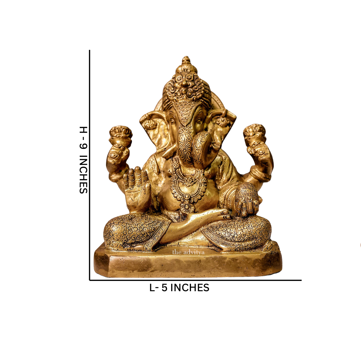 The Advitya | Brass Superfine Ganpati with Four Hands | Ganesha Statue