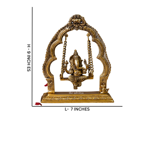 Vinayak,Vigneshwara,Vakratunda,Ganapati,Gajanand,Ganesha ,Brass Yali Jhula with Ganesha Sitting on it