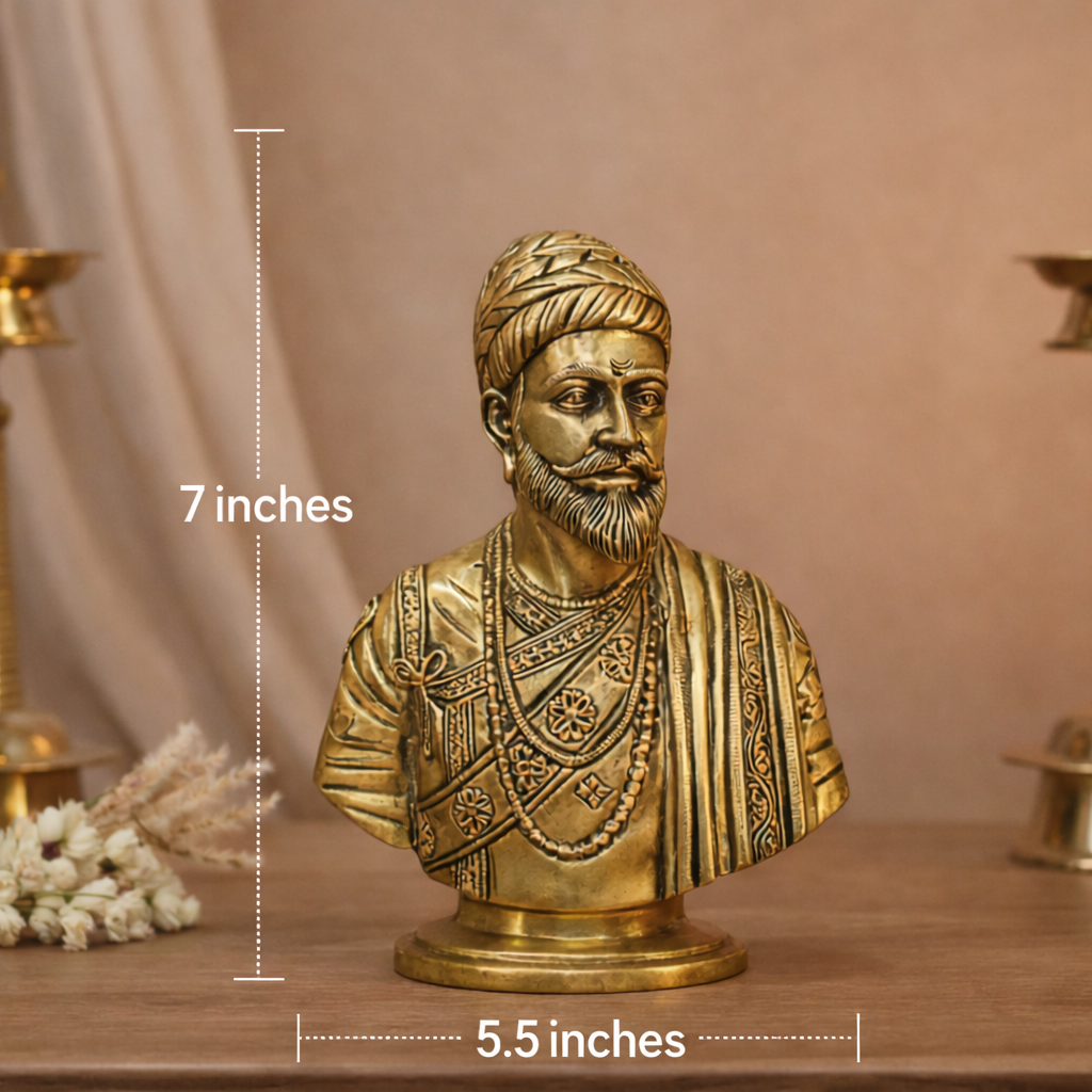 Chhatrapati Shivaji Maharaj Brass Bust Statue | 7 Inches