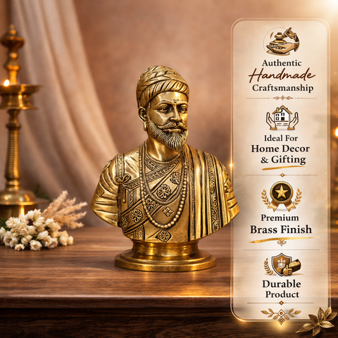 Chhatrapati Shivaji Maharaj Brass Bust Statue | 7 Inches