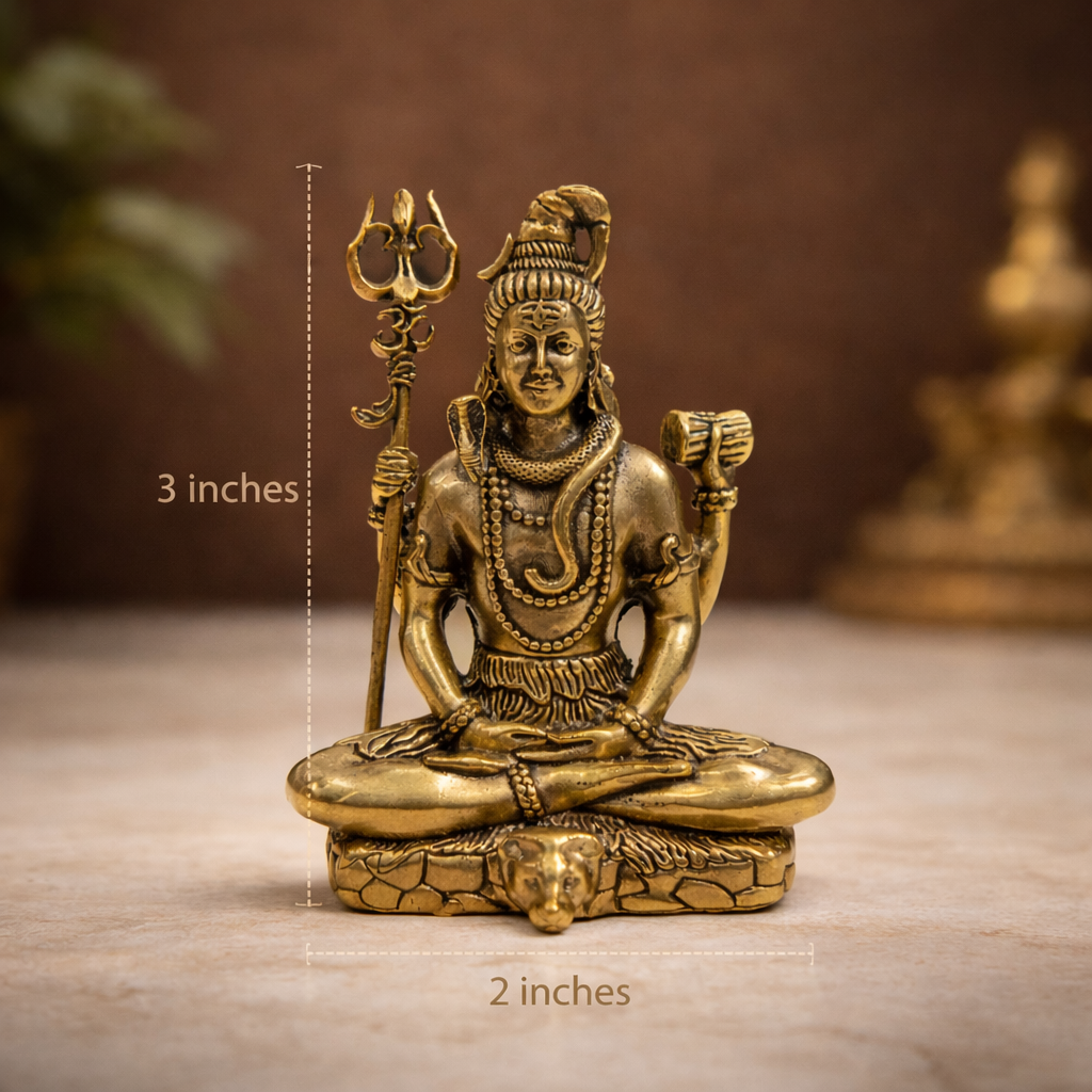 Shiva Murti | Brass Superfine Finish | Serene Meditation Form | 3"