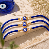 Crystal Evil Eye Rakhi with Premium Adjustable Thread Pack of 3 with Roli Chawal