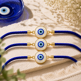 Blue Evil Eye Rakhi with Premium Adjustable Braided Thread Pack of 3 with Roli Chawal