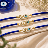 BRO Evil Eye Crystal Designer Rakhi with Premium Adjustable Thread Pack of 3 with Roli Chawal