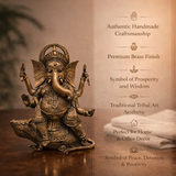 Ganesha Riding on Mushak (Tribal Art Statue) in Brass Idol for Home Décor, Vastu & Pooja |6.2 Inch