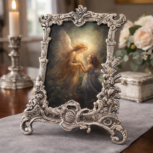 Photo Frame | German Silver | Vintage Design | Decor & Gift - 7.5 X 6 Inch
