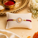 Om Swarovski Charm Bracelet Rakhi Assorted Colours Pack of 5 with Roli Chawal