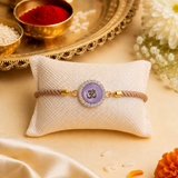 Om Swarovski Charm Bracelet Rakhi Assorted Colours Pack of 5 with Roli Chawal