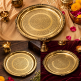 Brass Puja/utility Multipurpose Thali | Premium Engraved Pooja Plate | Accessories Not Included