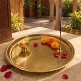 Premium 11-Inch Brass Thali | Pooja Plate Only | Rakhi & Puja Accessories Not Included