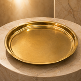 Premium 11-Inch Brass Thali | Pooja Plate Only | Rakhi & Puja Accessories Not Included