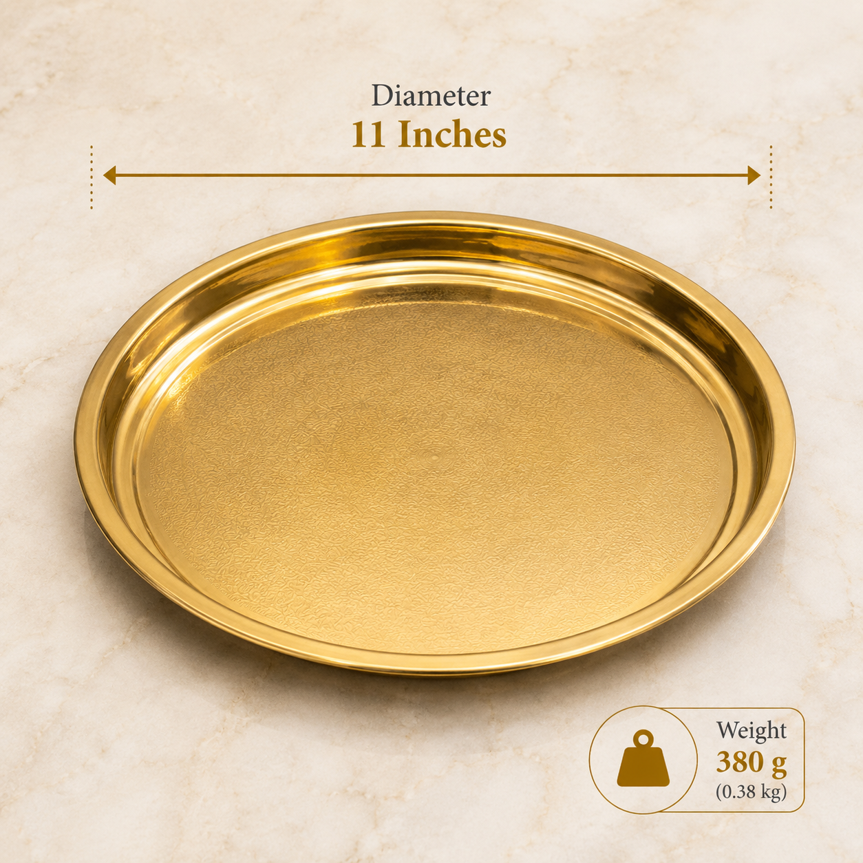 Premium 11-Inch Brass Thali | Pooja Plate Only | Rakhi & Puja Accessories Not Included