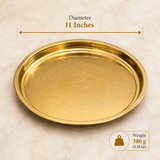 Premium 11-Inch Brass Thali | Pooja Plate Only | Rakhi & Puja Accessories Not Included
