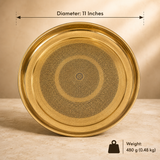Traditional Brass Thali Only (11 Inch) | Premium Pooja Plate | No Accessories Included