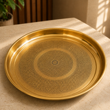 Traditional Brass Thali Only (11 Inch) | Premium Pooja Plate | No Accessories Included