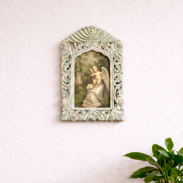 Photo Frame | Wooden Build | Wall Hanging | green color | 7.5 X 11 Inches