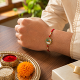 Peacock Feather Rakhi For Bhaiya Bhabhi  (Roli + Chawal)