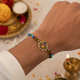Peacock Dancing Rakhi in Thread For Brother With Roli Chawal