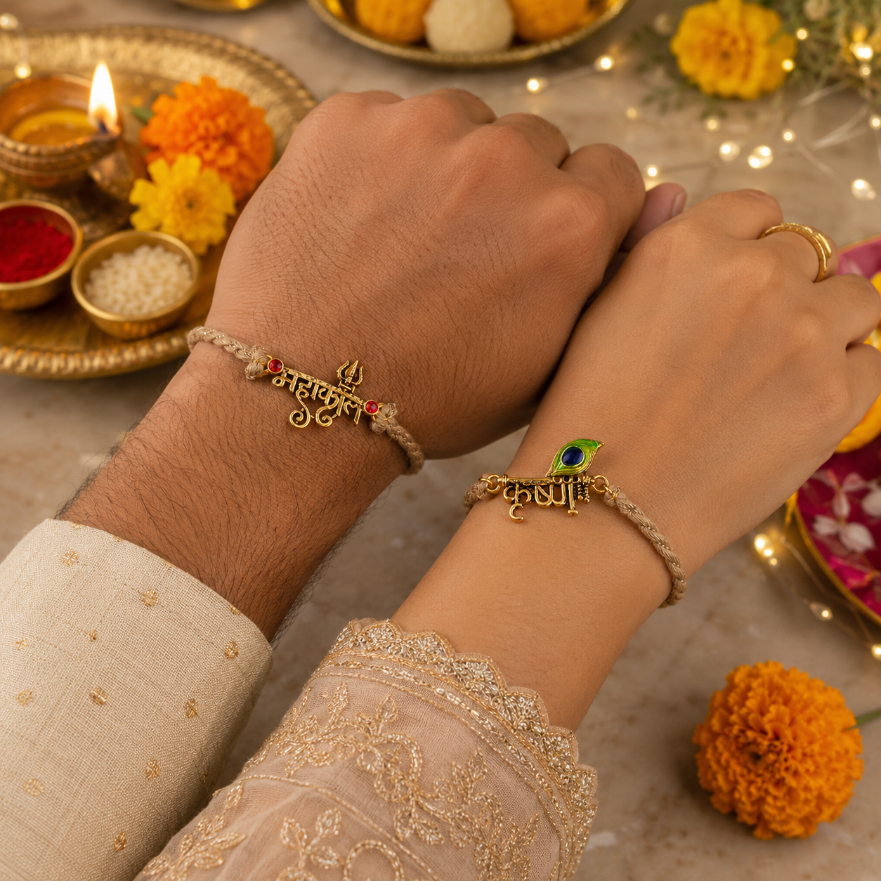 Crystal Evil Eye Rakhi with Premium Adjustable Thread & Roli Chawal