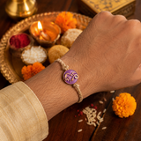 Ganesha Face Rakhi for Brother With Roli Chawal (Purple)