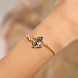 Peacock Feather with Lotus Bracelet Rakhi Set for Sister & Bhabhi with Roli Chawal