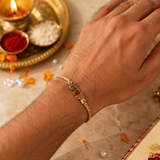 Rudraksha Shri Krishna Rakhi for Brother  (Roli + Chawal)