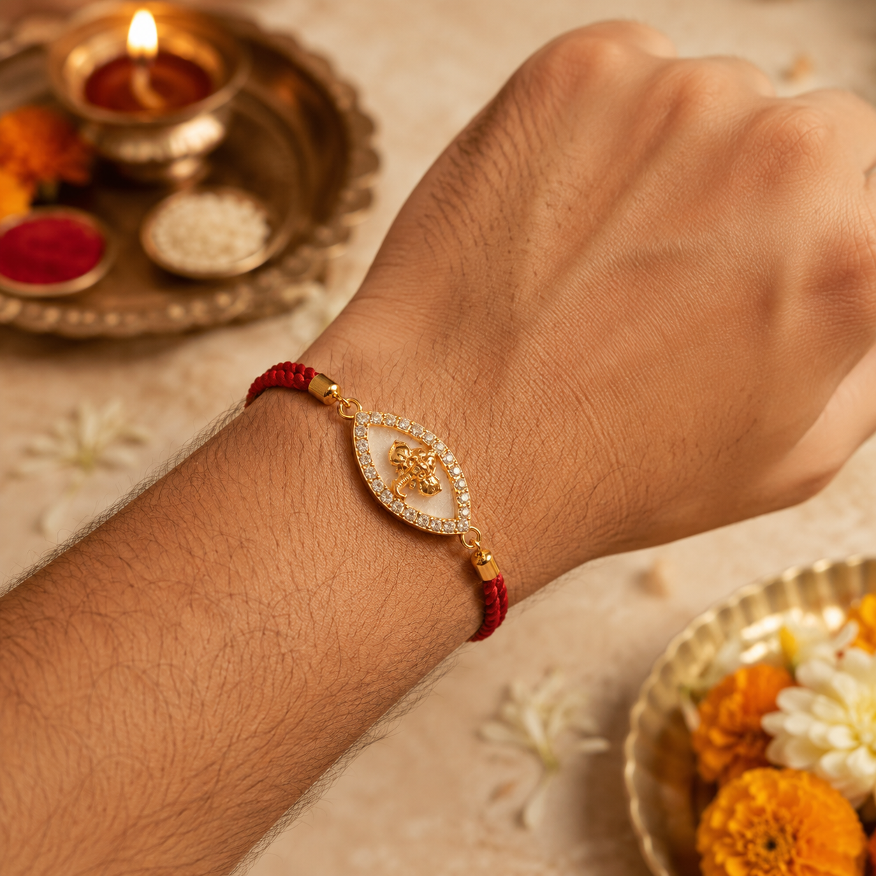 Premium Ganesha Rakhi Collection – Set of 3 with Roli Chawal