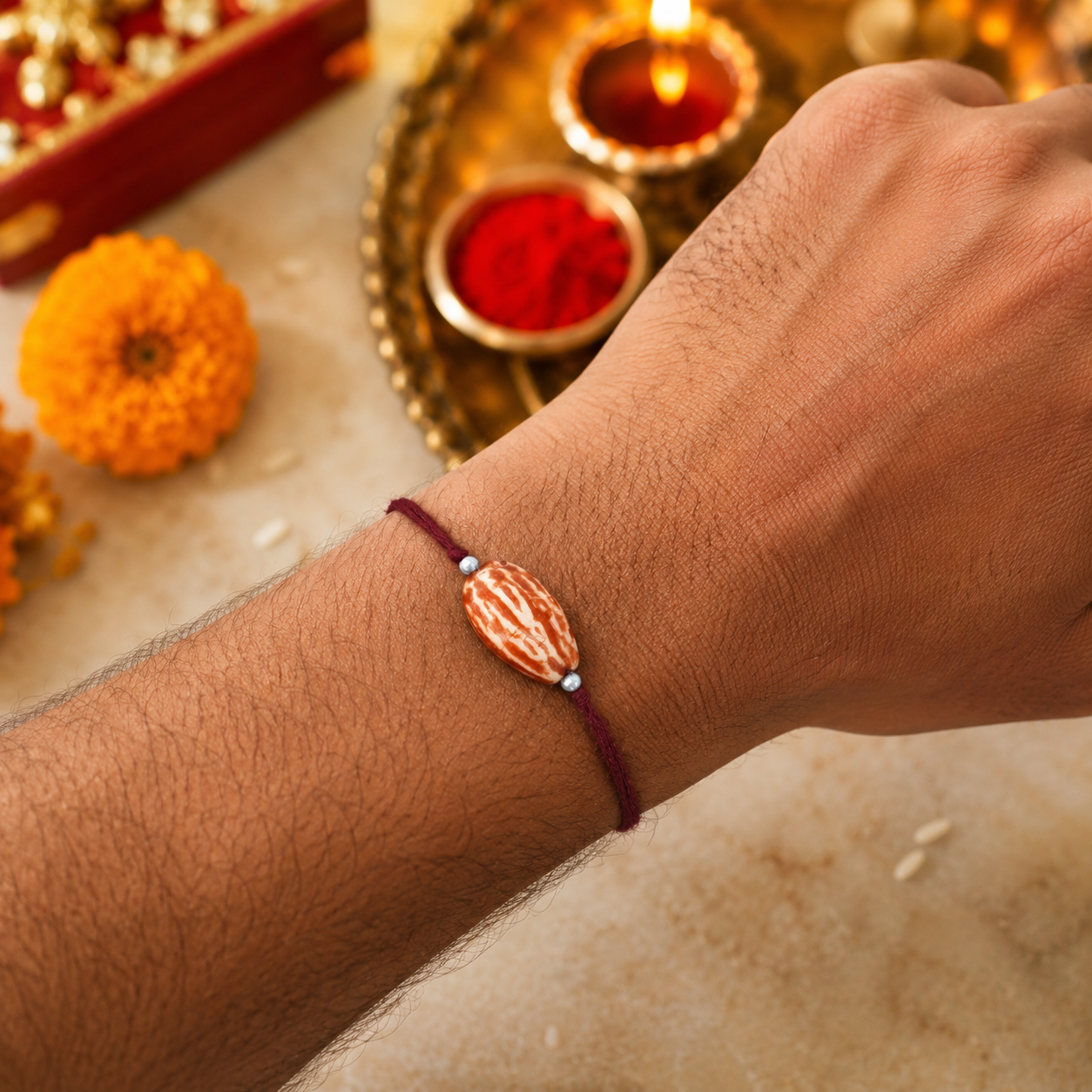 Badam Rakhi pack Of 5 (Roli+Chawal)