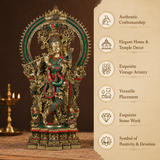 Brass Large Krishna Statue With Stone Work
