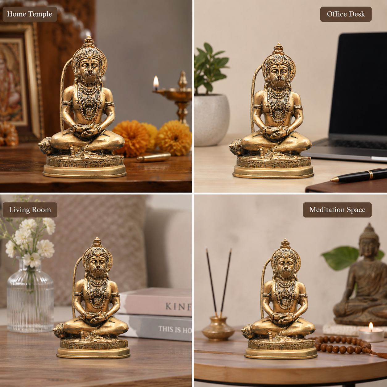 Brass Hanuman Statue In Meditating Mudra