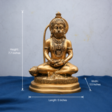 Brass Hanuman Statue In Meditating Mudra