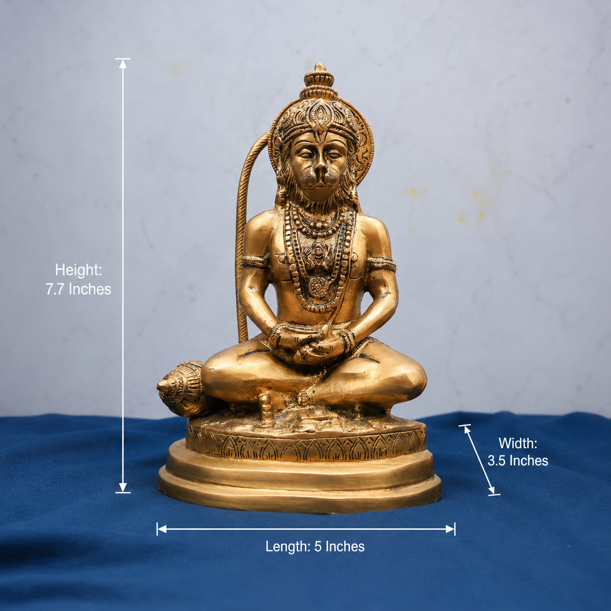 Brass Hanuman Statue In Meditating Mudra