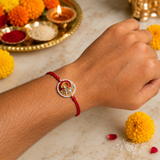 Morni Jadau Thread Rakhi Assorted Colours Pack of 3 with Roli Chawal