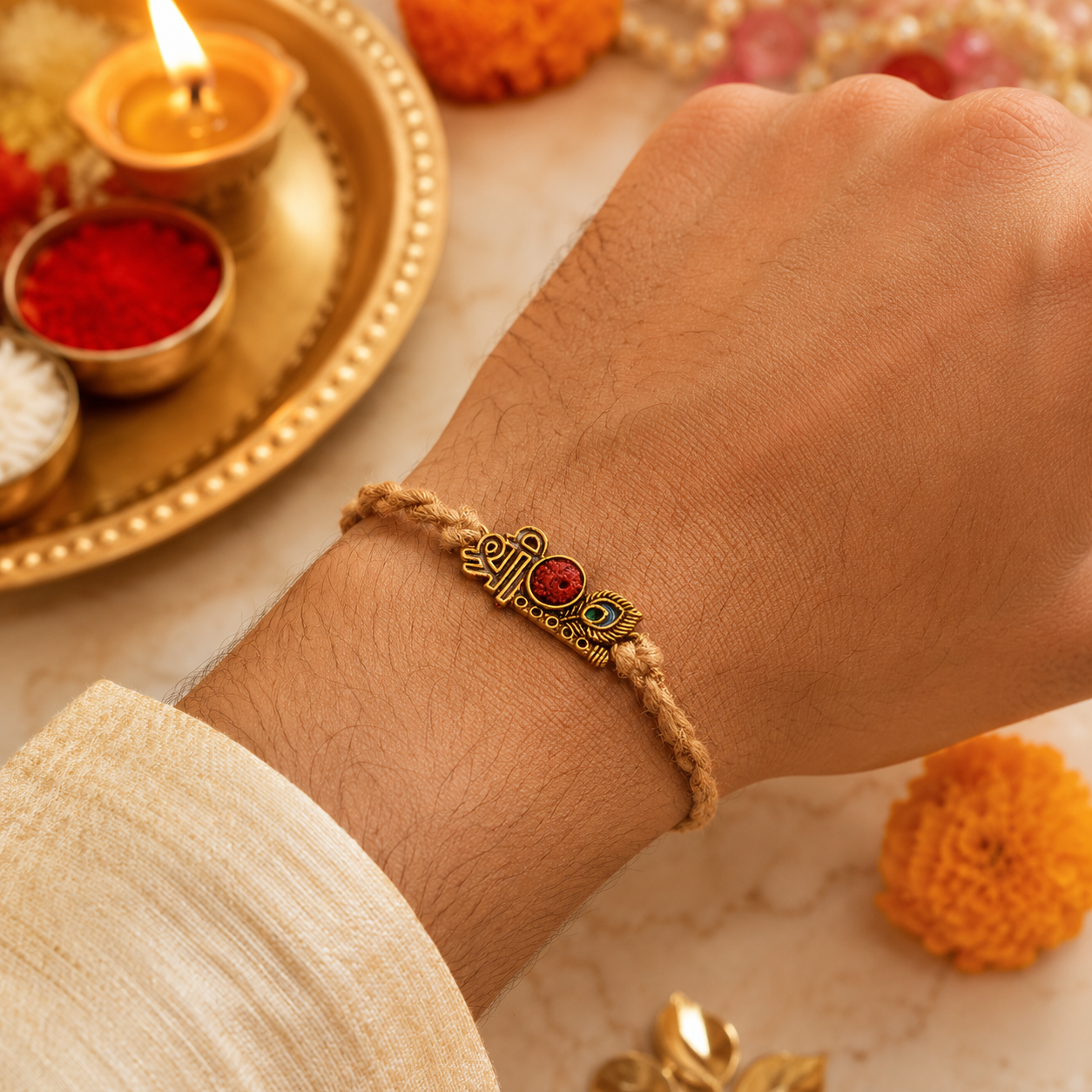 Krishna Rakhi With Roli Chawal (Pack of 3)