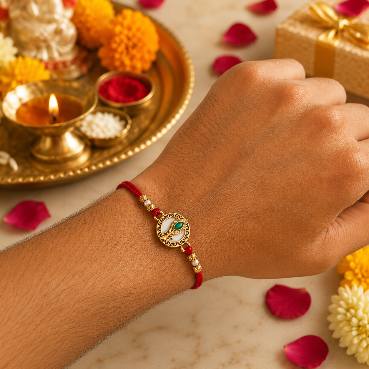 Krishna Rakhi With Roli Chawal (Pack of 3)