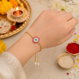 Evil Eye Adjustable Bracelet Rakhi Assorted Colours Pack of 3 with Roli Chawal