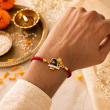 Divine Shivling Om Rakhi with Braided Adjustable Thread with Roli Chawal