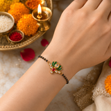 Kundan Kamal Bracelet Lumba Rakhi for Bhabhi Pack of 2 with Premium Adjustable Thread with Roli Chawal