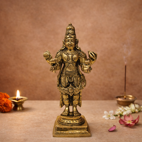 Brass Dhanvantri Idol – 6.3 Inch Standing Statue