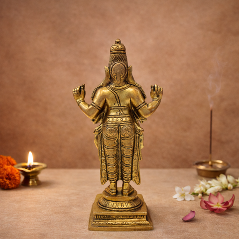 Brass Dhanvantri Idol – 6.3 Inch Standing Statue