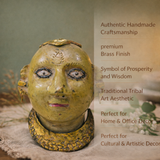 Gauri Mukha (Devi Face) Tribal Sculpture in Brass Antique Finish | 5.5 Inch