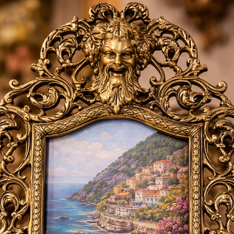 Classic Brass Photo Frame with Ornate Design for Table Decor