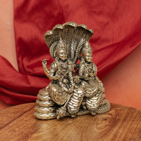 Superfine Vishnu Lakshmi Sitting on Sheshnaag Brass Statue